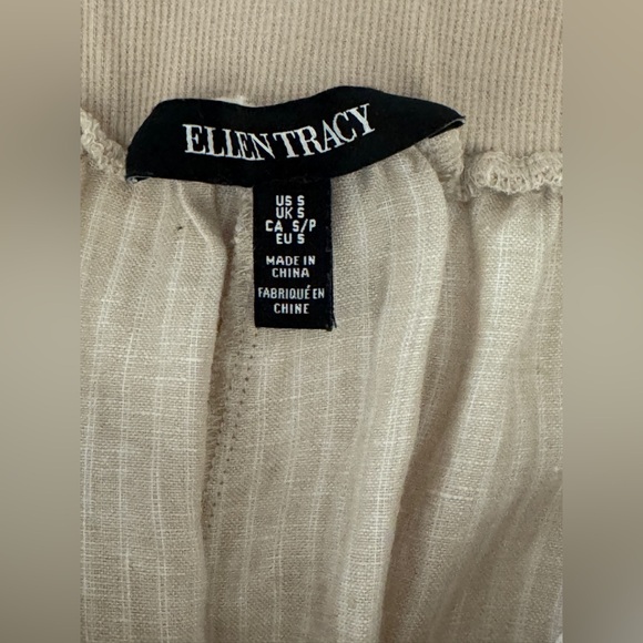 Ellen Tracy Linen Drawstring Pants | Size Small | Coastal Beige Wide Leg - Picture 4 of 8